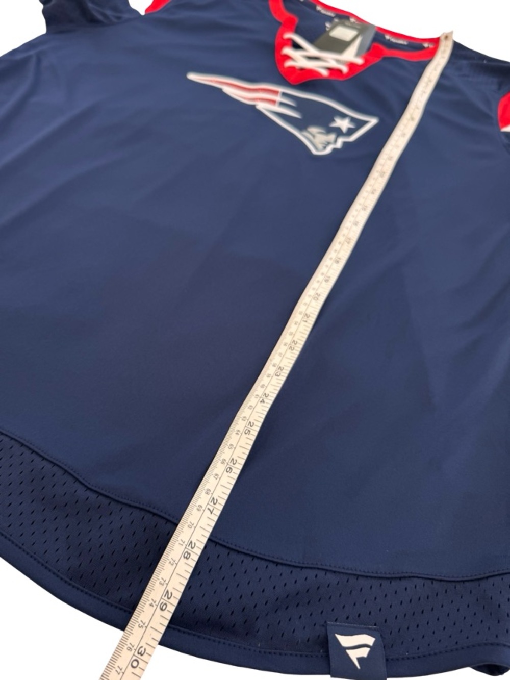 Fanatics Navy Red White New England Patriots Lace-Up Fan Jersey Top - Picture 9 of 11